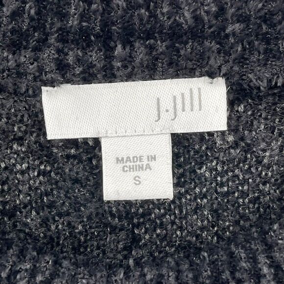 J. Jill Textured Leaf Pattern Crewneck Sweater Black Soft Women Small - Picture 4 of 7